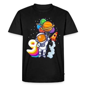Astronaut 9th Birthday Space Boy Gift - Men's Premium Organic T-Shirt - black - Front - Nico (187cm)