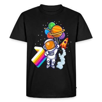 Astronaut 7th Birthday Space Boy Gift - Men's Premium Organic T-Shirt - black - Front - Nico (187cm)