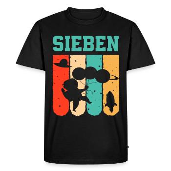 Astronaut 7th Birthday Space Boy Gift - Men's Premium Organic T-Shirt - black - Front - Nico (187cm)