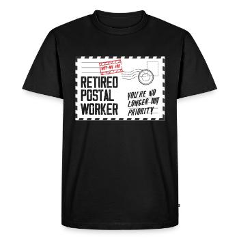 Drôle de commis postal retraité - T-shirt Premium bio Homme - noir - Devant - Nico (187cm)