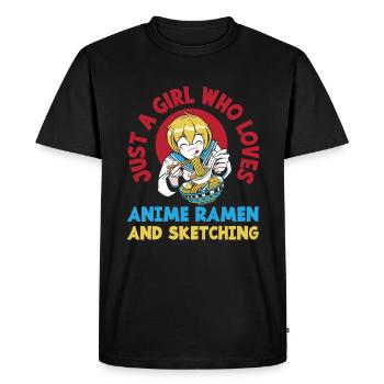 Fille Anime Ramen Dessin Cadeau - T-shirt Premium bio Homme - noir - Devant - Nico (187cm)