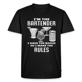 Bartender My Rules Saying Gift - Men's Premium Organic T-Shirt - black - Front - Nico (187cm)