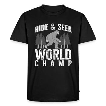 Cache-cache disant Bigfoot Gift - T-shirt Premium bio Homme - noir - Devant - Nico (187cm)