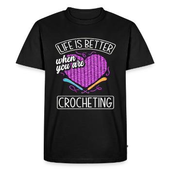 Crochet Hobby Passion - Men's Premium Organic T-Shirt - black - Front - Nico (187cm)
