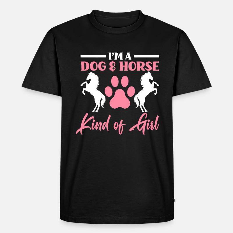 Hund Pferd Mädchen Geschenk - Männer Premium Bio T-Shirt - Schwarz