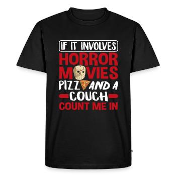 Films d’horreur Pizza Movie Night - T-shirt Premium bio Homme - noir - Devant - Nico (187cm)