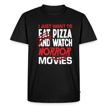 Films d’horreur Pizza Food - T-shirt Premium bio Homme - noir - Devant - Nico (187cm)