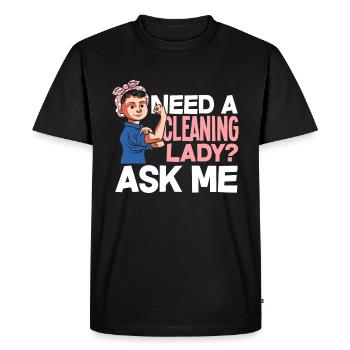 Femme de ménage Cleaner - T-shirt Premium bio Homme - noir - Devant - Nico (187cm)