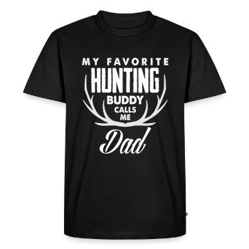 Papa Fête des Pères Cadeau Chasseur de cerfs - T-shirt Premium bio Homme - noir - Devant - Nico (187cm)