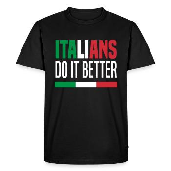 Les Italiens l’améliorent - T-shirt Premium bio Homme - noir - Devant - Nico (187cm)