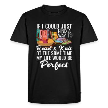 TricotEr des livres Lire Le ver de lecture - T-shirt Premium bio Homme - noir - Devant - Nico (187cm)