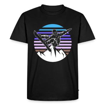 Retro Snowboard Snowboarder - Men's Premium Organic T-Shirt - black - Front - Nico (187cm)