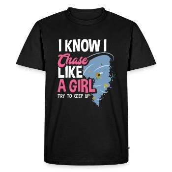 Girl Storm Chaser Tornado Hunter - Men's Premium Organic T-Shirt - black - Front - Nico (187cm)
