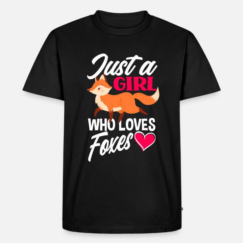 Fuchs Mädchen - Männer Premium Bio T-Shirt - Schwarz