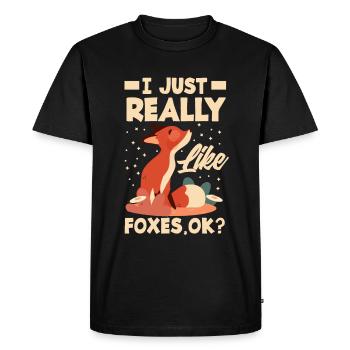 Fox Foxes Animals Gift Idea - Men's Premium Organic T-Shirt - black - Front - Nico (187cm)
