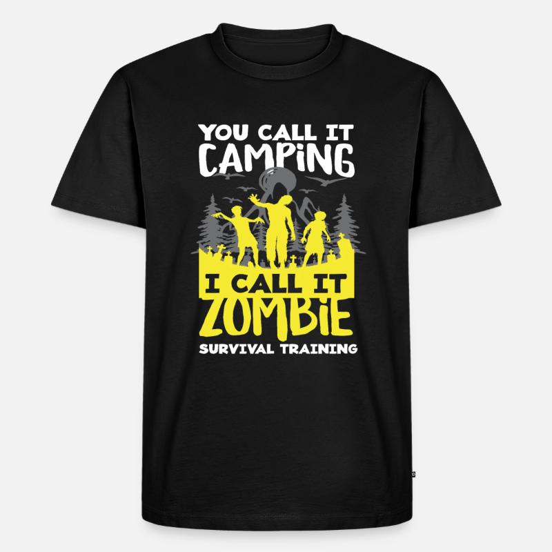 Zombies Camping Überlebenstraining Camper - Männer Premium Bio T-Shirt - Schwarz