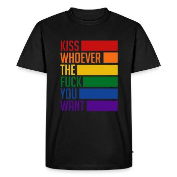 Baisers LGBTQ qui vous voulez arc-en-ciel - T-shirt Premium bio Homme - noir - Devant - Nico (187cm)