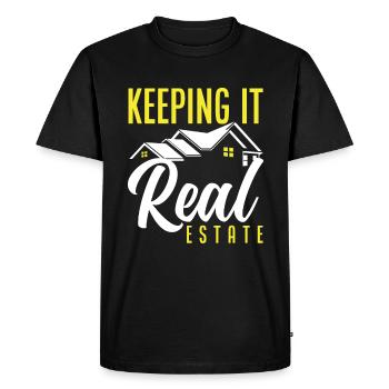 Agent immobilier Vendeur de maison - T-shirt Premium bio Homme - noir - Devant - Nico (187cm)