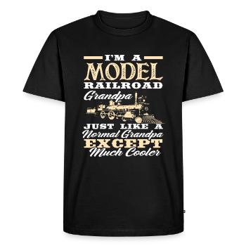 Chemin de fer miniature grand-père - T-shirt Premium bio Homme - noir - Devant - Nico (187cm)