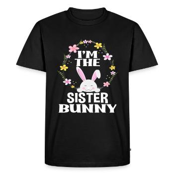 Je suis soeur lapin de Pâques Couronne florale Pâques - T-shirt Premium bio Homme - noir - Devant - Nico (187cm)