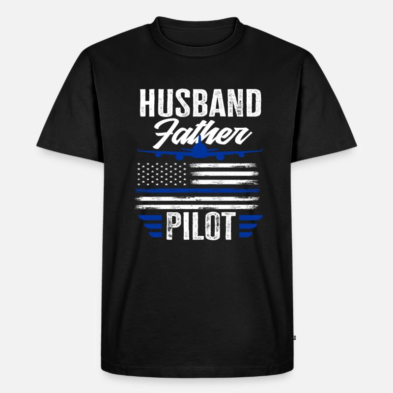 Ehemann Vater Pilot - Männer Premium Bio T-Shirt - Schwarz