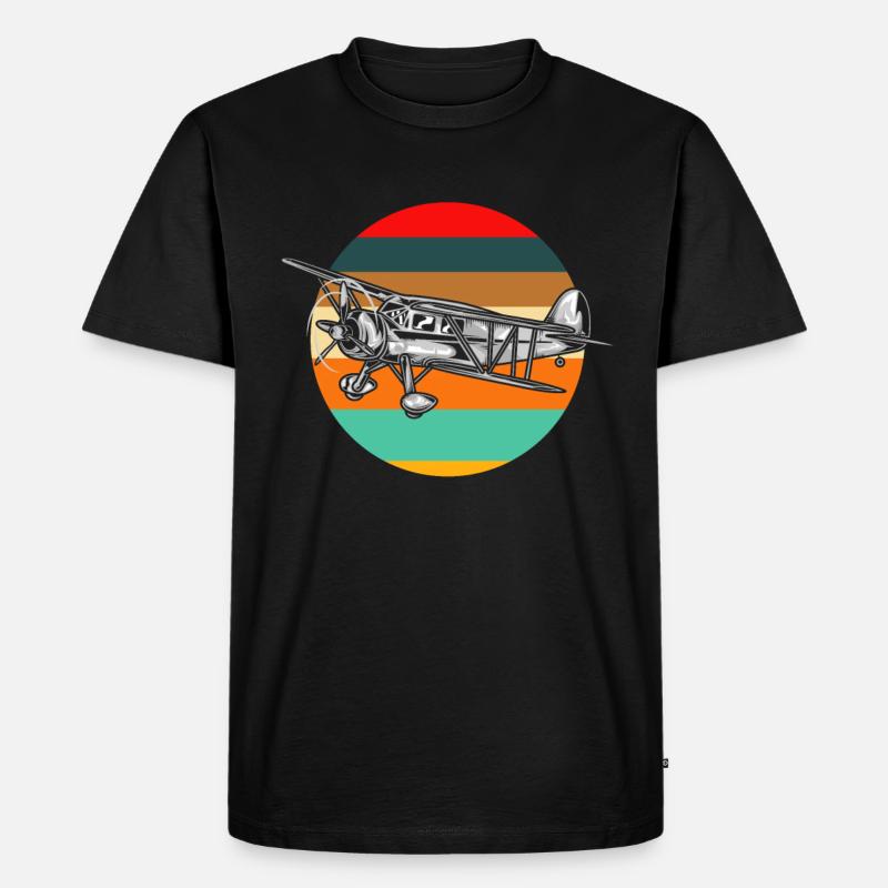 Retro Piloten Pilot Flugzeug - Männer Premium Bio T-Shirt - Schwarz