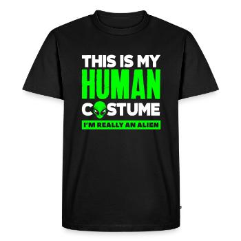 Human Costume Alien Lover - Men's Premium Organic T-Shirt - black - Front - Nico (187cm)