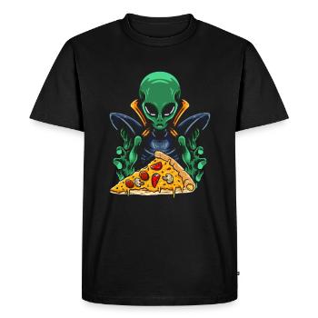 Alien Pizza - Men's Premium Organic T-Shirt - black - Front - Nico (187cm)