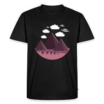 Soucoupe volante Pyramides d’Égypte - T-shirt Premium bio Homme - noir - Devant - Nico (187cm)