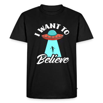Alien Flying Saucer Alien Life - Men's Premium Organic T-Shirt - black - Front - Nico (187cm)