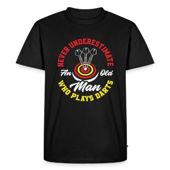 Dart Old Man Grandpa - Men's Premium Organic T-Shirt - black - Front - Nico (187cm)