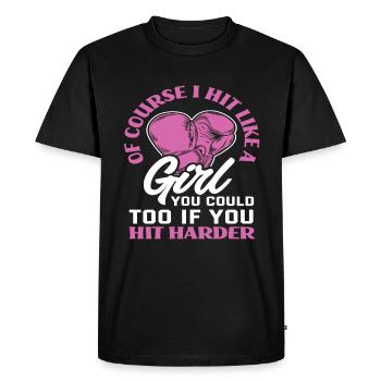 Boxe Femmes Fière Boxeuse - T-shirt Premium bio Homme - noir - Devant - Nico (187cm)