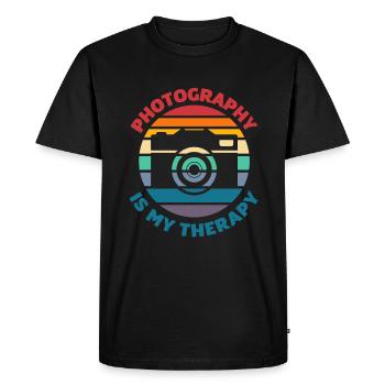 Photographe Photographe Thérapie - T-shirt Premium bio Homme - noir - Devant - Nico (187cm)