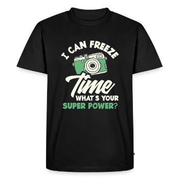 Photographe Superpouvoir de congélation du temps - T-shirt Premium bio Homme - noir - Devant - Nico (187cm)