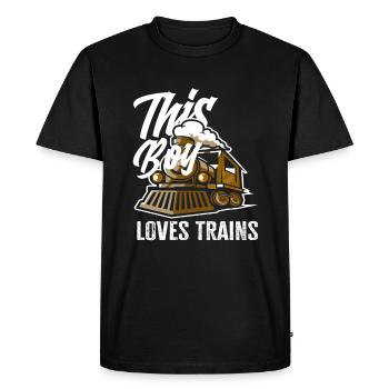 Boy Loves Train Trains Hobby - T-shirt Premium bio Homme - noir - Devant - Nico (187cm)