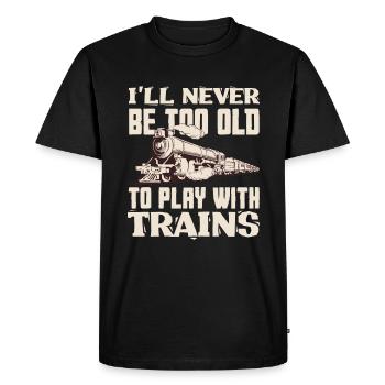Vieil homme grand-père Train Trains Hobby - T-shirt Premium bio Homme - noir - Devant - Nico (187cm)