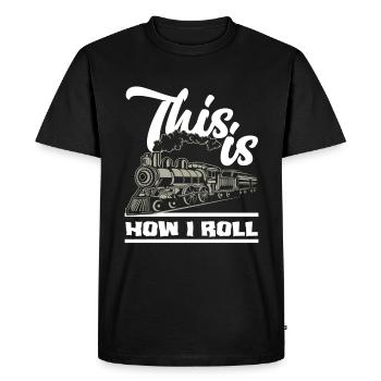 Conducteur de train Train Trains Profession - T-shirt Premium bio Homme - noir - Devant - Nico (187cm)