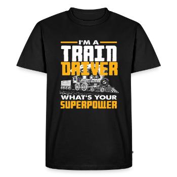 Train Trains Profession de conducteur de train Superpouvoir - T-shirt Premium bio Homme - noir - Devant - Nico (187cm)