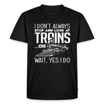 Train Trains Hobby Train Spotter - T-shirt Premium bio Homme - noir - Devant - Nico (187cm)