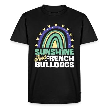 Boho arc-en-ciel soleil bouledogue français - T-shirt Premium bio Homme - noir - Devant - Nico (187cm)
