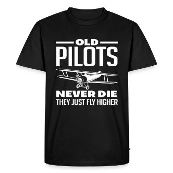 Pilot Old pilots don't die - Men's Premium Organic T-Shirt - black - Front - Nico (187cm)