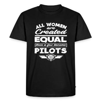 Pilote Toutes les femmes naissent égales Pilote - T-shirt Premium bio Homme - noir - Devant - Nico (187cm)