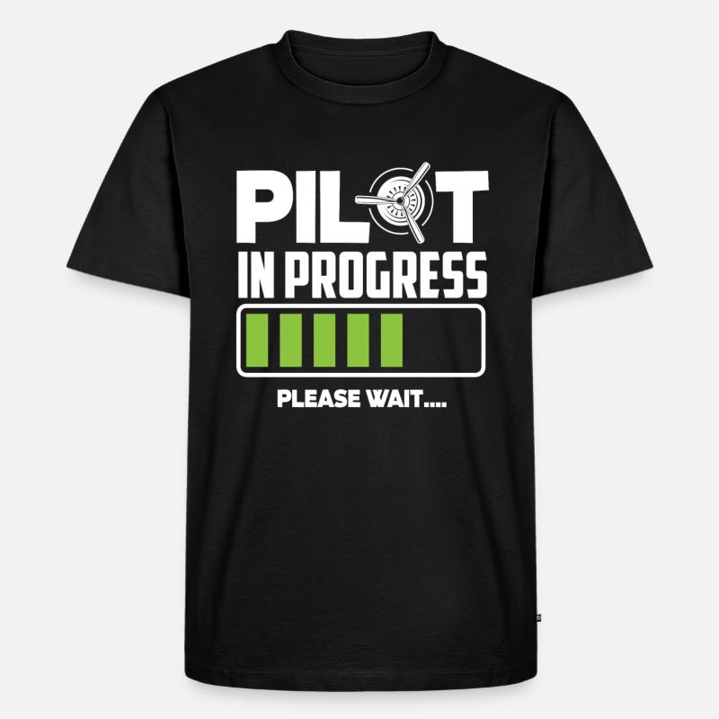 Pilot in Training Bitte Warten - Männer Premium Bio T-Shirt - Schwarz