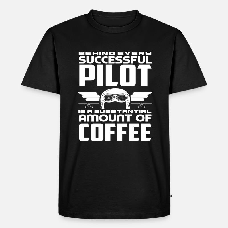 Pilot Kaffee Piloten - Männer Premium Bio T-Shirt - Schwarz