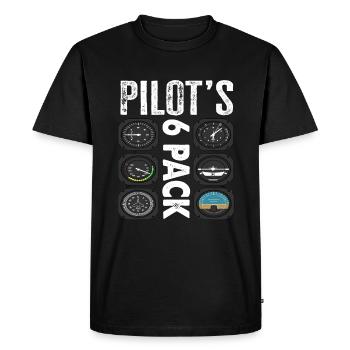 Pilots 6 Pack Funny Pilot - Men's Premium Organic T-Shirt - black - Front - Nico (187cm)