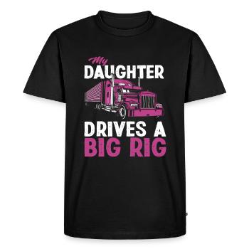 Chauffeur de camion fille père - T-shirt Premium bio Homme - noir - Devant - Nico (187cm)