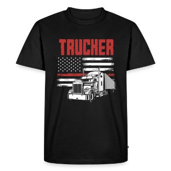 Chauffeur de camion Drapeau des États-Unis Patriot - T-shirt Premium bio Homme - noir - Devant - Nico (187cm)