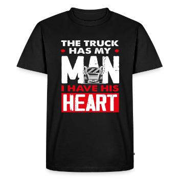 Chauffeur de camion Cœur Homme Amoureux - T-shirt Premium bio Homme - noir - Devant - Nico (187cm)