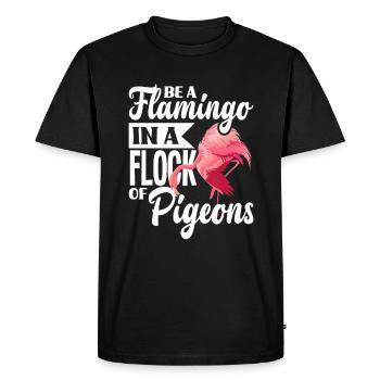 Idée cadeau de jeu de mots Flamingo Doves - T-shirt Premium bio Homme - noir - Devant - Nico (187cm)