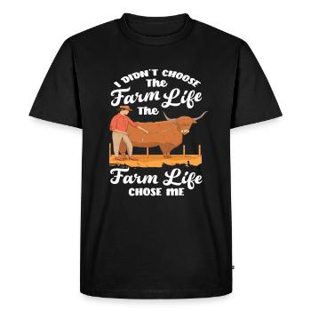 Je n’ai pas choisi la vie à la ferme La vie à la ferme - T-shirt Premium bio Homme - noir - Devant - Nico (187cm)